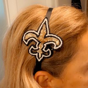COPY - Beaded and sequined New Orleans saints headband